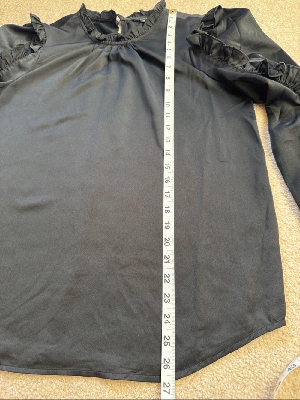 J. Crew Black Ruffle-Trim Long Sleeve Top - Picture 7 of 10